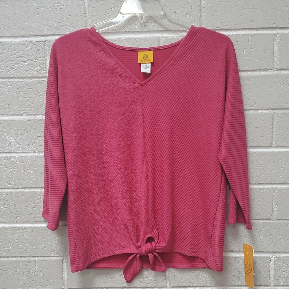 3/$20 Pink V-Neck Tie-Front Top